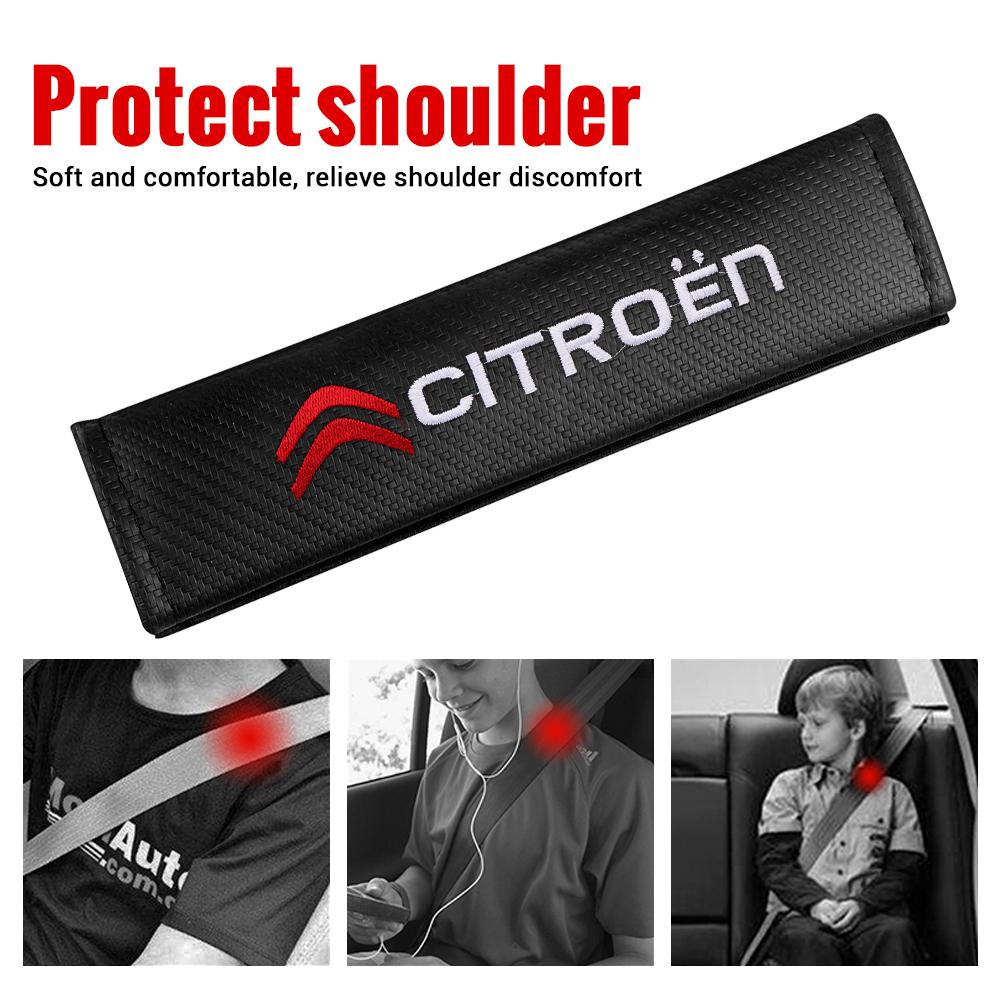 Car Seat Belt Cover Carbon Fiber Shoulder Protection Pad For Citroen C1 C2 C3 VTS C4 Saxo C4L C5 C6 C8 Xsara Picasso Berlingo DS
