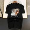 Brand Summer Milano Letters Print Y2k T-shirt Short Sleeved Luxury Tees Clothing Loose Pure Cotton Soft Tops Asian Size