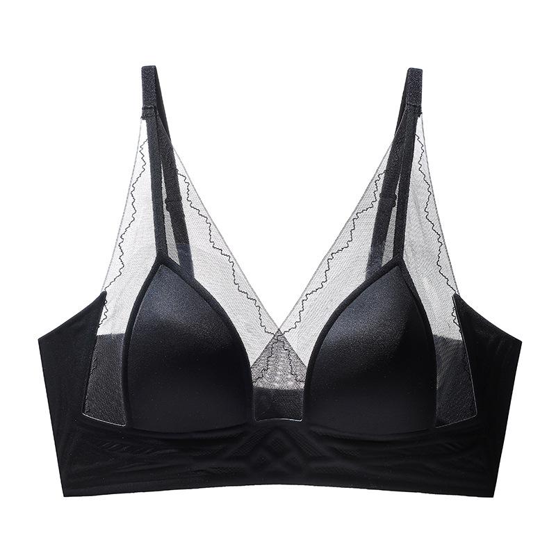 French Lace Seamless Bunny Ear Bra: Anti-Sag, Ultra-Thin, Breathable, Wire-Free Design for a Smaller Bust Appearance.