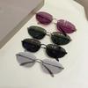 Y2k Rimless Sunglasses Women  New Fashion Cat Eye Casual Decor Shades Trendy Stylish Vintage Brand Design Sun Glasses