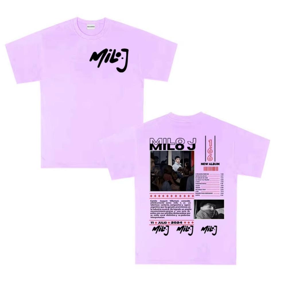Rapper Milo J 166 Tour 2025 album Pánská retro vysoce kvalitní trička s krátkým rukávem Nadměrné 100% tričko Streetwear