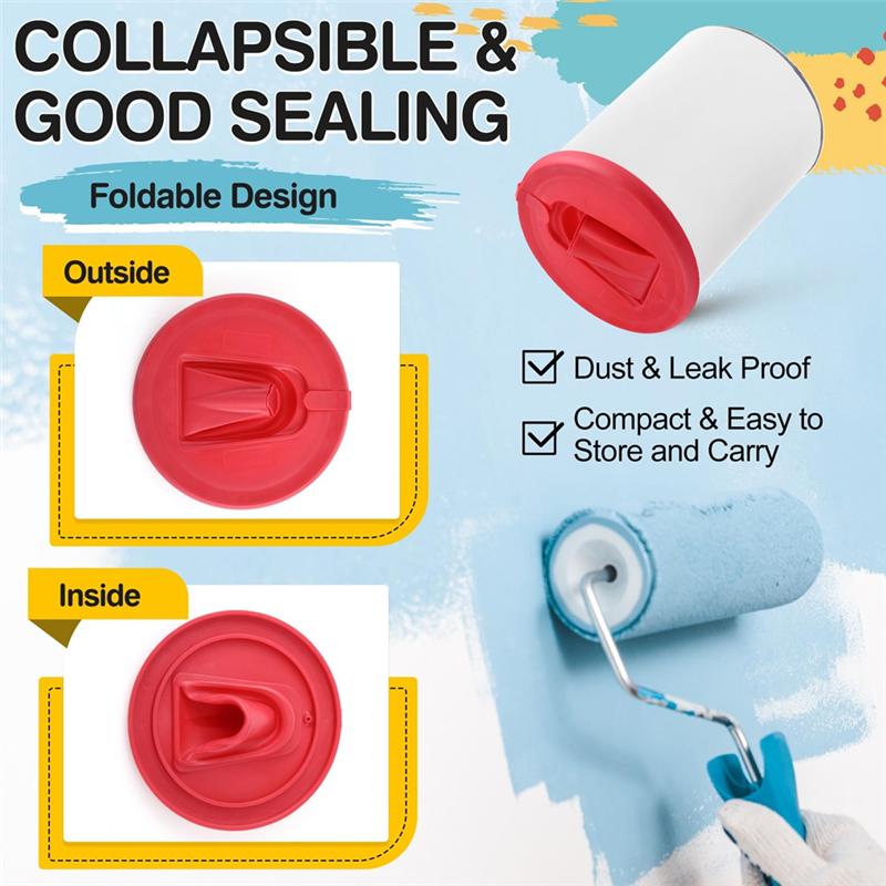 BAAJ-Foldable Paint Can Lid Cover(2 Pack) With Spout& Air Hole For 1 Gallon Container Storage, Secure Seal Design