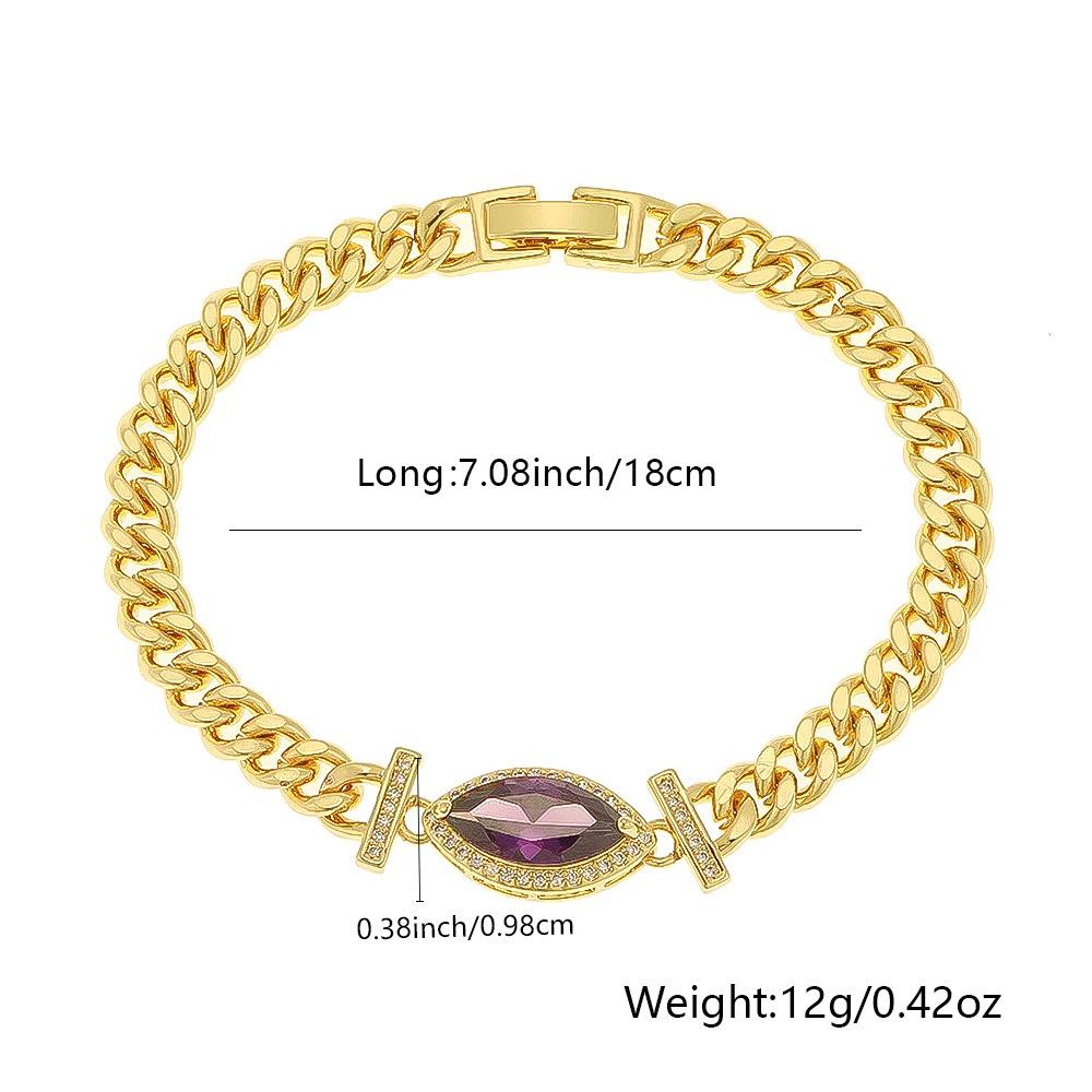 

Инкрустированный цирконом геометрический овальный кулон с цирконом, с высокой цветостойкостью, с медным покрытием под настоящее золото, в европейском и американском стиле, элегантный браслет в стиле легкой роскоши фиолетовый
