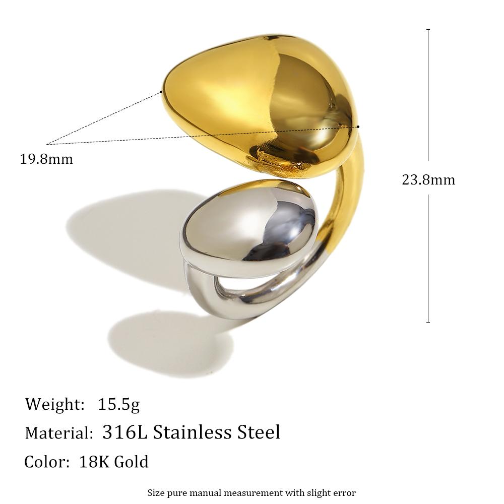 

MamacitaSlay 316L Stainless Steel Two Tone Asymmetric Open Ring Party Waterproof 18K Gold Plated Jewelry Women s Unique Ring 8