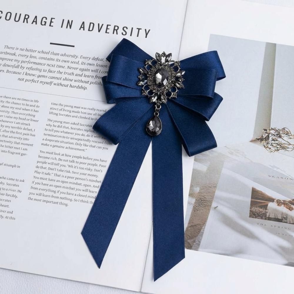 Elegant Alloy Bow Tie Pre-tied Rhinestone Bowknot Brooches Detachable Crystal Rhinestone Bowtie Jewelry Accessories