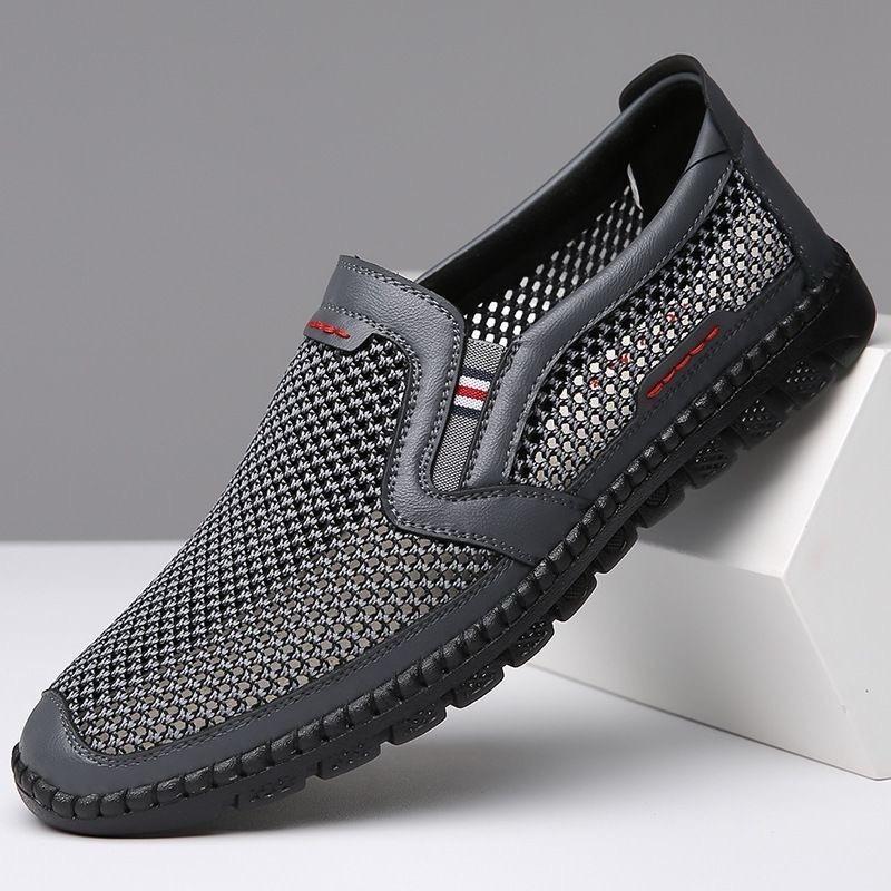 New summer mesh hollow men's shoes soft sole light and non-smelly feet polyurethane medium and old 2025 dad shoes