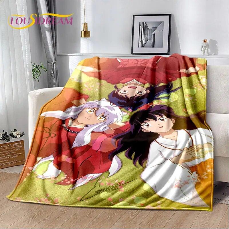 Pătură moale de pluș cu desene animate Inuyasha, pătură de flanel, pătură pentru sufragerie, dormitor, pat, canapea, husă de picnic Bettdecke