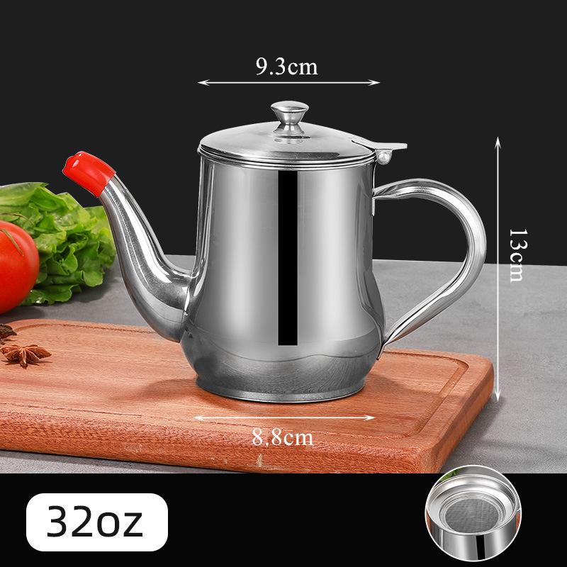 New Stainless Steel Oil Bottle Jar Dispenser Leak-Proof Seasoning Pot Residue Strainer Vinegar Sauce Container For Kitchen Home