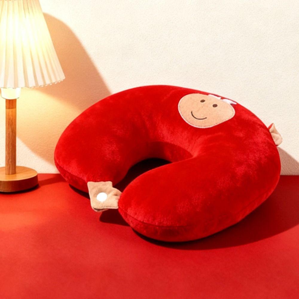 2 in 1 Deformable Horse U-shaped Pillow Skin-friendly Soft Office Nap Pillow Cartoon Foam Particle Sleep Pillow Business Trip