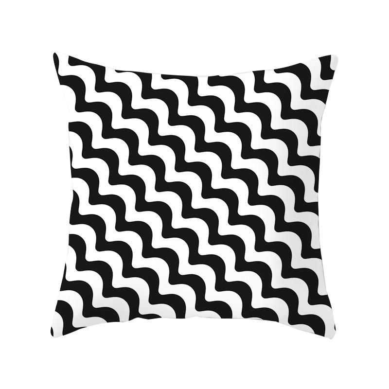 Simple Style Home Decoration Abstract Geometric Grid Black and White Lines Light Luxury Sofa Waist Support Pillow Cover Cushion