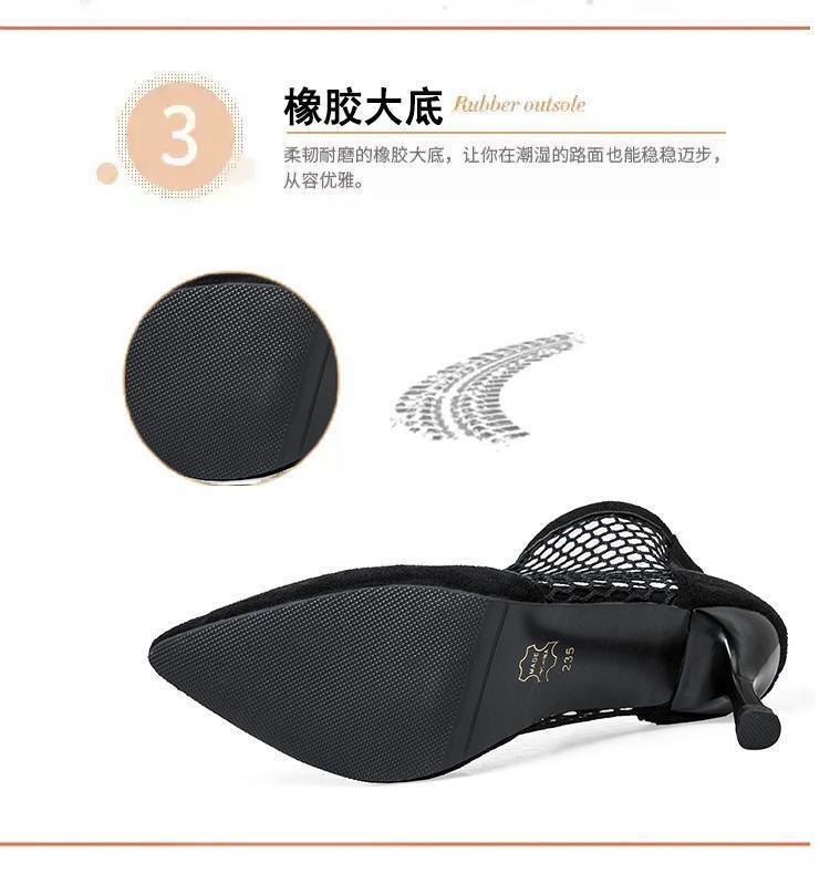 Fashion Summer Roman Lace Up Shoes Women Sandals Sexy Mesh Cut-Outs Pointed Toe High Heels Woman Black Kid Suede Ladies Long Short Boots