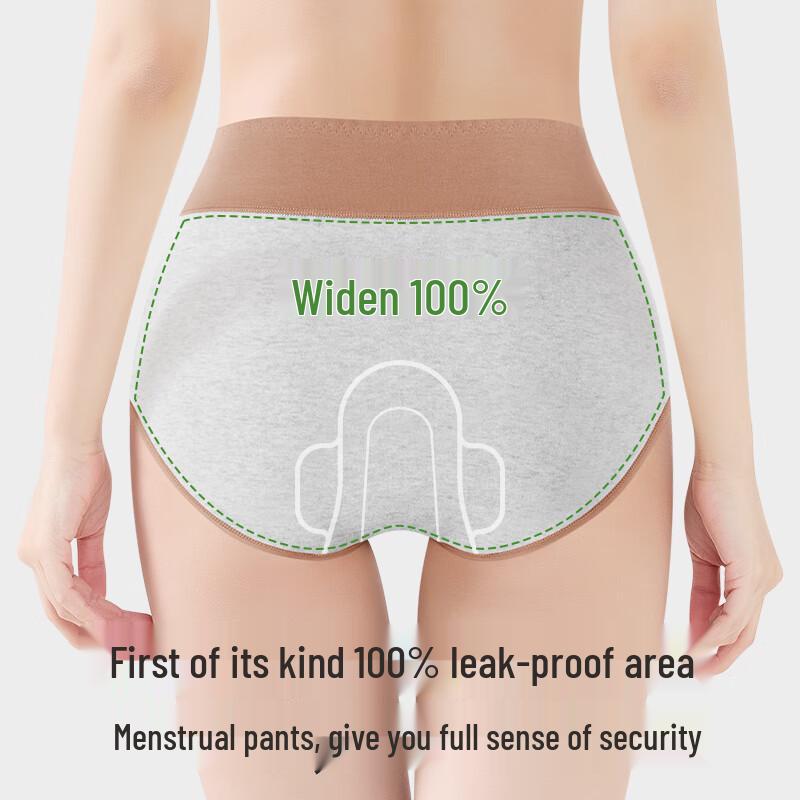 Mei Ya Ting Women's High-Waisted Anti-Leak Menstrual Underwear 3-Pack