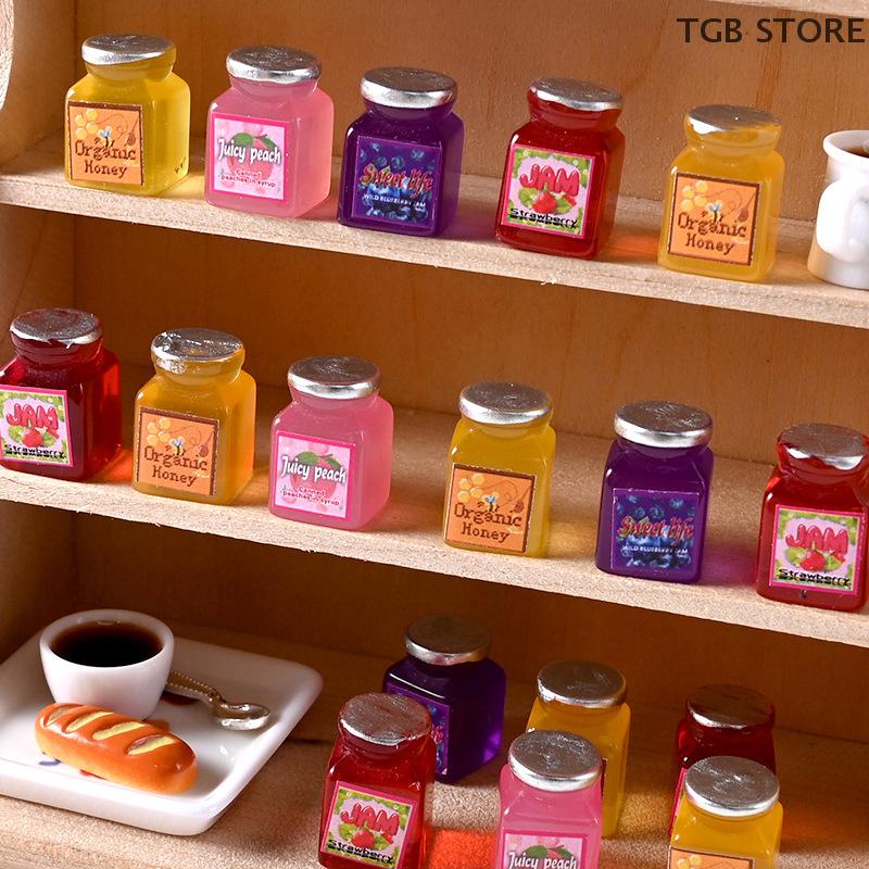 8/10Pcs 1:12 Micro Jam Bottle Simulation Model Dollhouse Miniature Kitchen Decoration Dolls House Accessories Toy