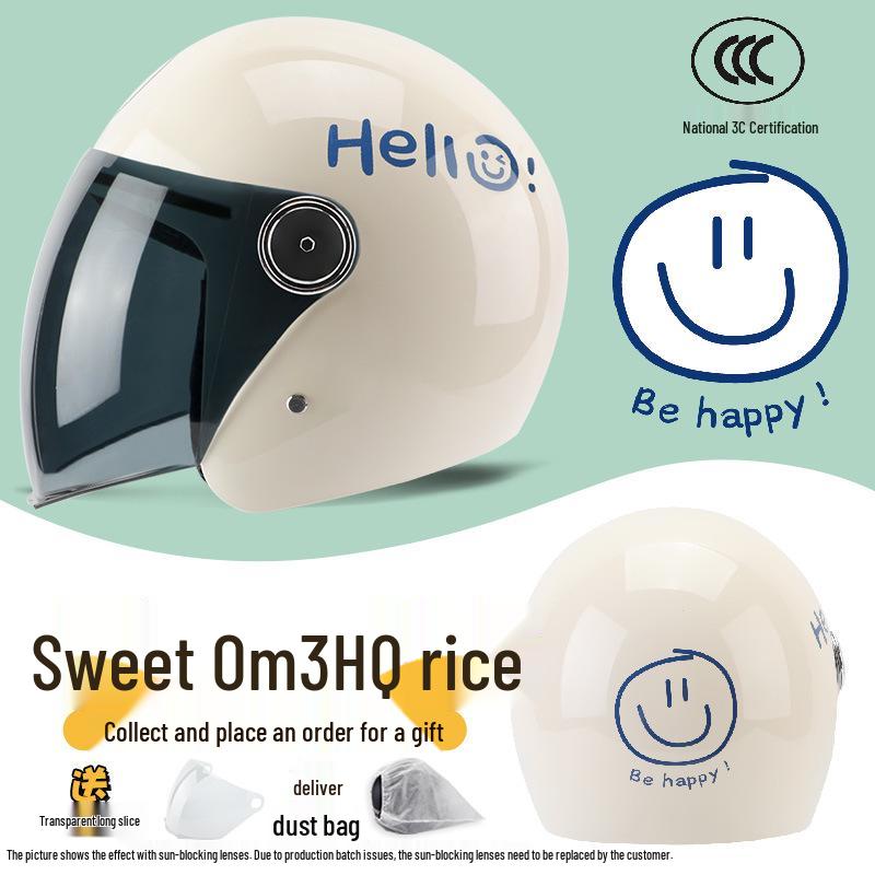 Universal 3C Certified Motorcycle Helmet for All Seasons - Cute, Safe, Sun-Protected, Unisex Half Helmet for Summer and Fall/Winter