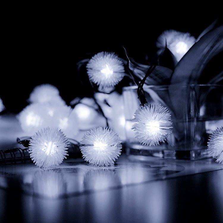 Romantic 10 LEDs Snow Pompon Fairy Dandelion String Lights For Festival Christmas Party Wedding Garden Decoration DIY Lighting