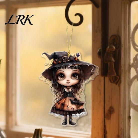 Cute Ghost Witch Bat Pendants Halloween Hanging with Ghost/Bat/Witch Designs, Acrylic Decorative Ornaments Lanyards, Themed Party Favors Lightweight