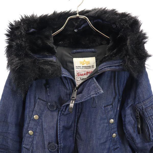 ALPHA INDUSTRIES INC Padded denim Flight jacket S Fur hood Men's Used
