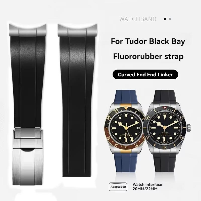 Miękki Gumowy Pasek do Tudor 39mm 1958 BB58 Black Bay Panda Pro Black Shield Pasek do Zegarka Stalowy Złącze Końcowe Bransoleta 20mm 21mm 22mm
