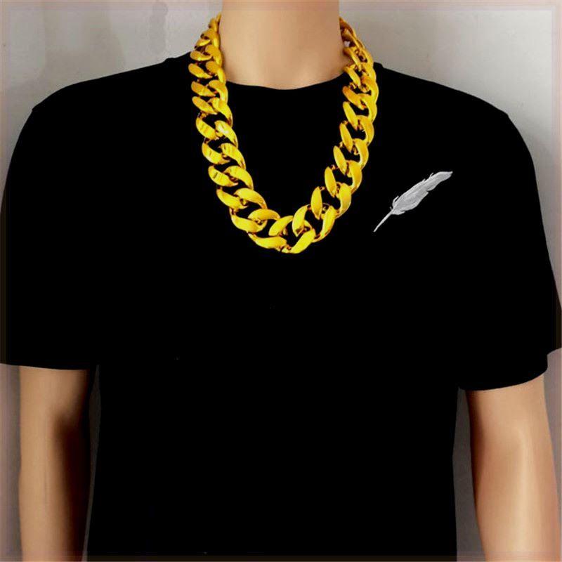 

Alloy Daikin Chain Props Men s Thick Internet Celebrity Local Tyrant Simulation Plastic Fake Gold Necklace Performance Children s Decorations 35mm gold 70cm
