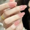 24 Piezas Color Rosa Nude Puntas de Uñas Postizas Simples Cortas Almendra Cobertura Completa Set de Uñas Postizas Usables Cabeza Redonda Uñas de Presionar Moda