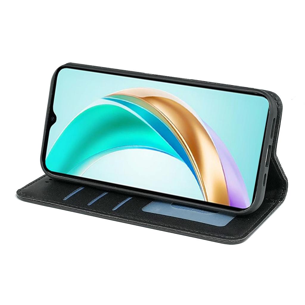Etui portfelowe na telefon For Honor X6b 4G Mocne magnetyczne Wytłaczane skórzane etui z klapką w kratę