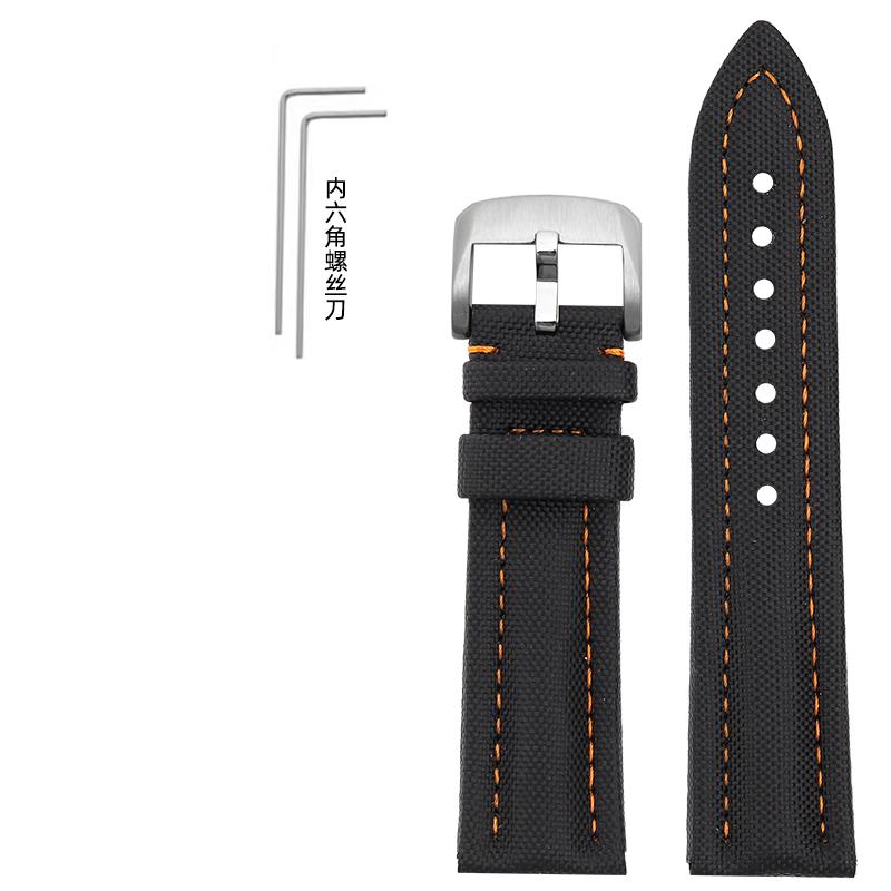 For BLANCPAIN Co branded Fifty Fathoms Five Oceans Nylon silicone bottom Watch Strap Black Men's Canvas Bracelet 22MM Watchband