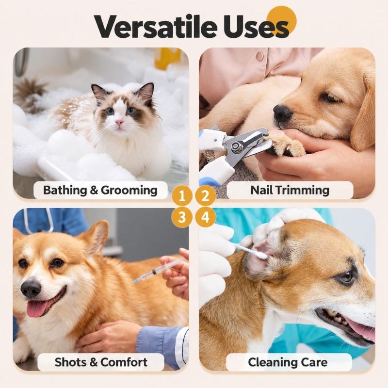 Mesh Dog Bath Bed Grooming Hammock Stand for Routine Coat Care, with Fabric Edges Holes and a Detachable Rustless Steel Frame