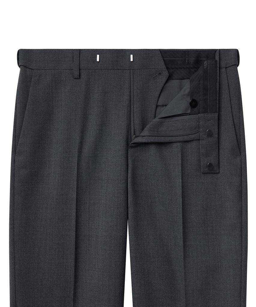 MUSINSA STANDARD Wool Blend Semi-Wide Hidden Elastic Waist Slacks [Medium Gray]