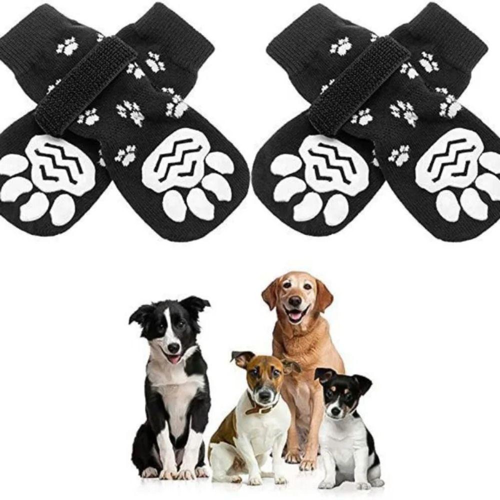 4-Pack Waterproof Dog Paw Protectors Strong Grip Adjustable Paw Protection Socks With Straps Reusable Pet Sock Winter Protection