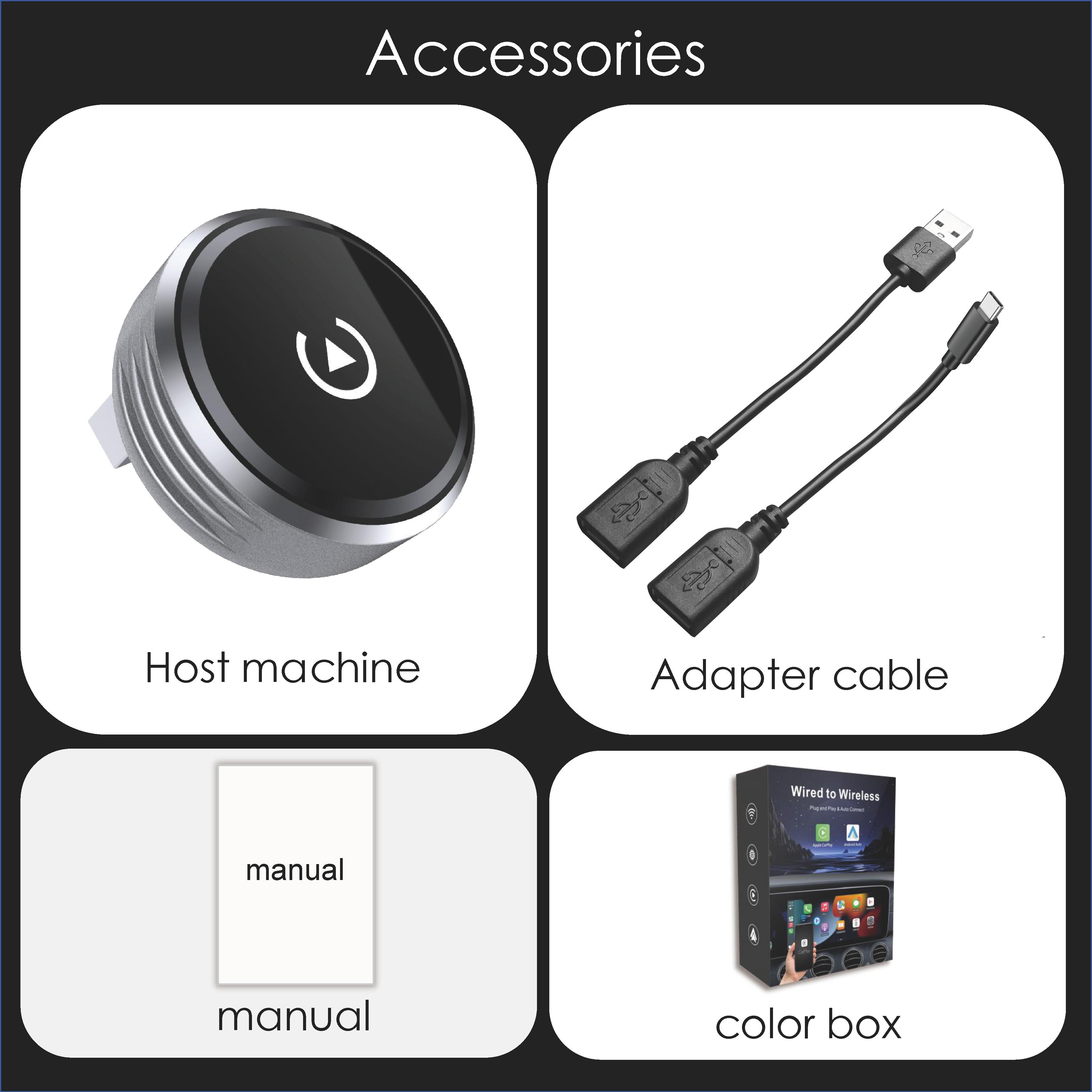 

Беспроводной адаптер CarPlay для Android iPhone Auto 2 в 1 Проводной к беспроводному AI Box Bluetooth WiFi Подключение Plug&Play Подходит для 99% автомобилей