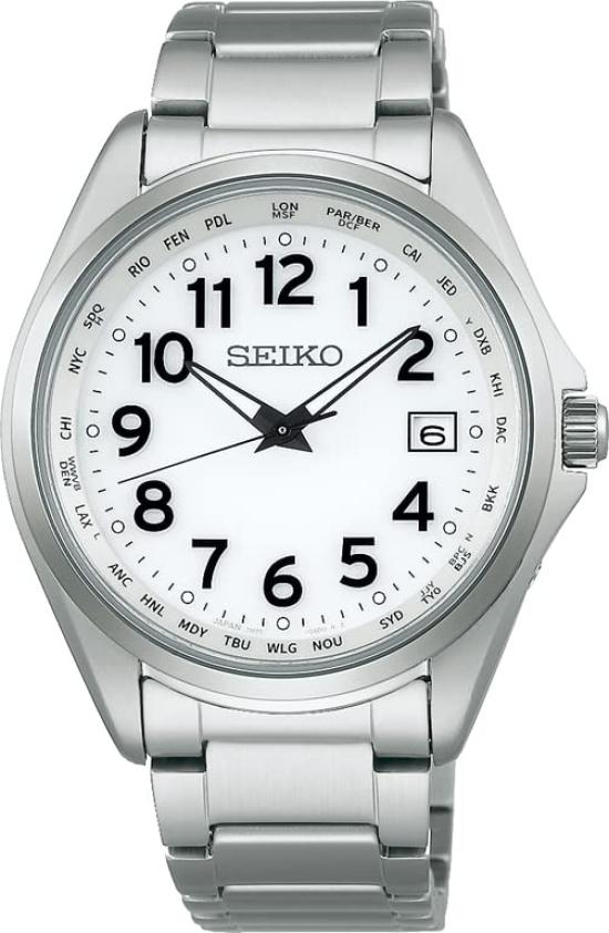 

[Seiko Watch] Годинник Seiko Selection Titanium Solar Radio Watch з функцією світового часу арабськими цифрами SBTM327 чоловічий срібний