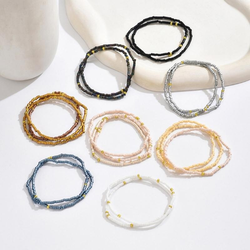 19 Pcs Fashion Bead Bracelet Set High Quality Glass Material Sturdy Shining for Individualized Style Expression and Parties