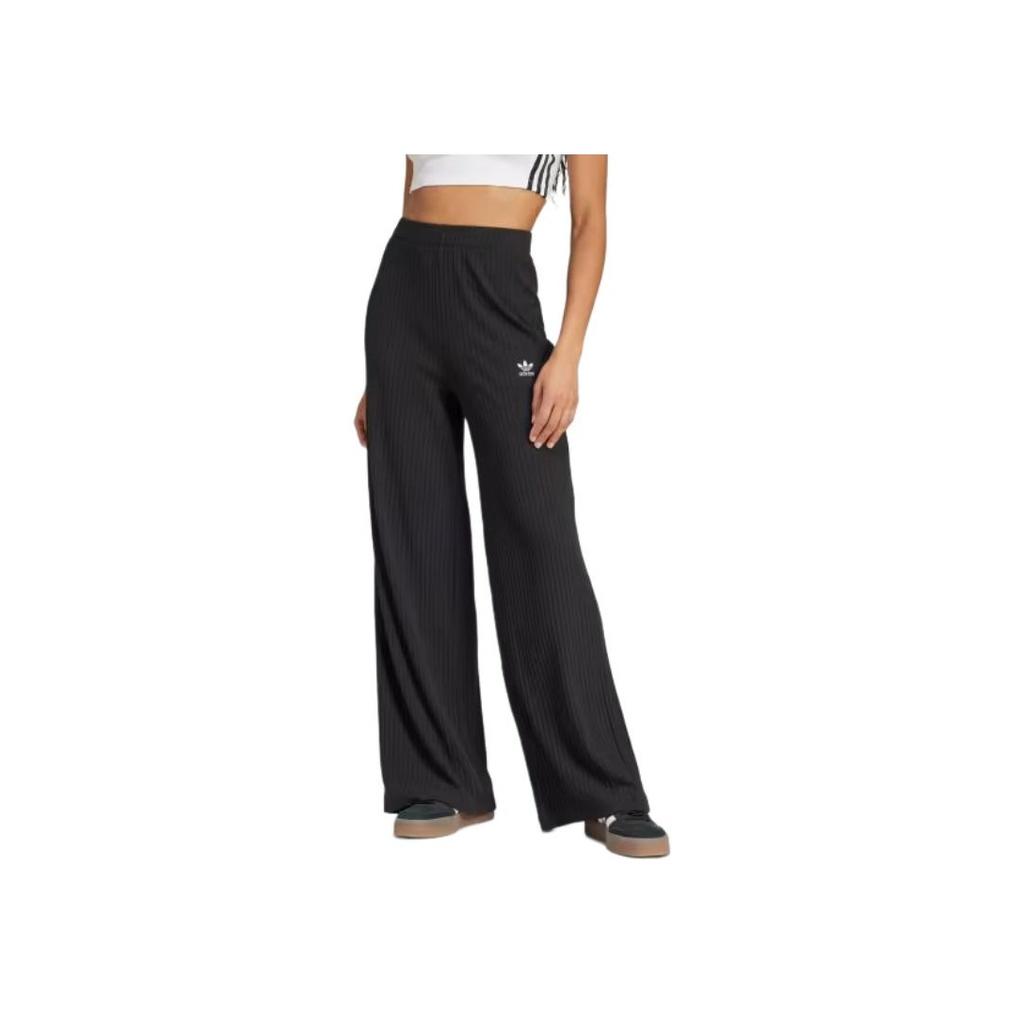 adidas Pantalon côtelé large essentiel pour femme Noir Vêtements de rue pour femme JD1499