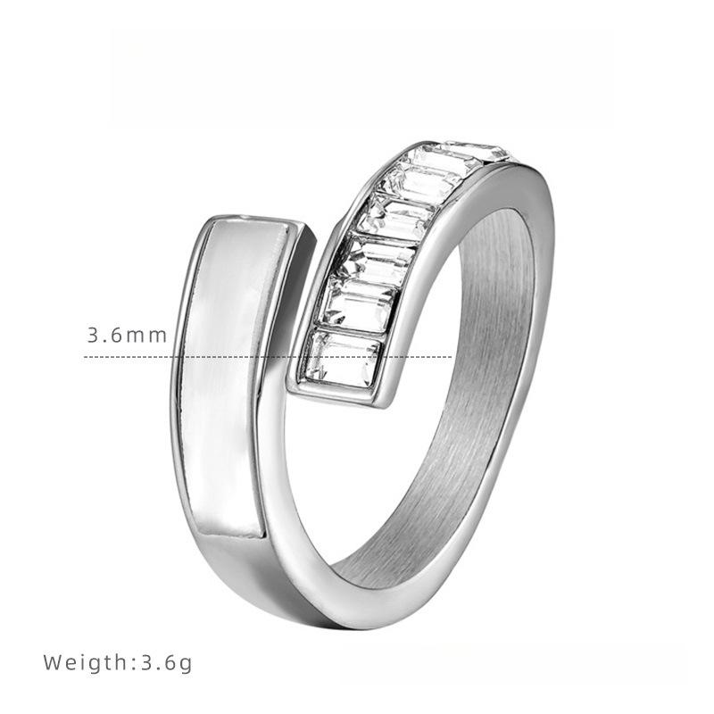 

Легкая роскошь, кольцо с открытой шинкой, ракушка с цирконом в форме кубика сахара, женская нишевая бижутерия из титановой стали с покрытием, не тускнеющая 9