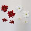 Double Layer White Velvet & Red Glitter Poinsettia with Golden Vine - Handmade Artificial Floral Decoration