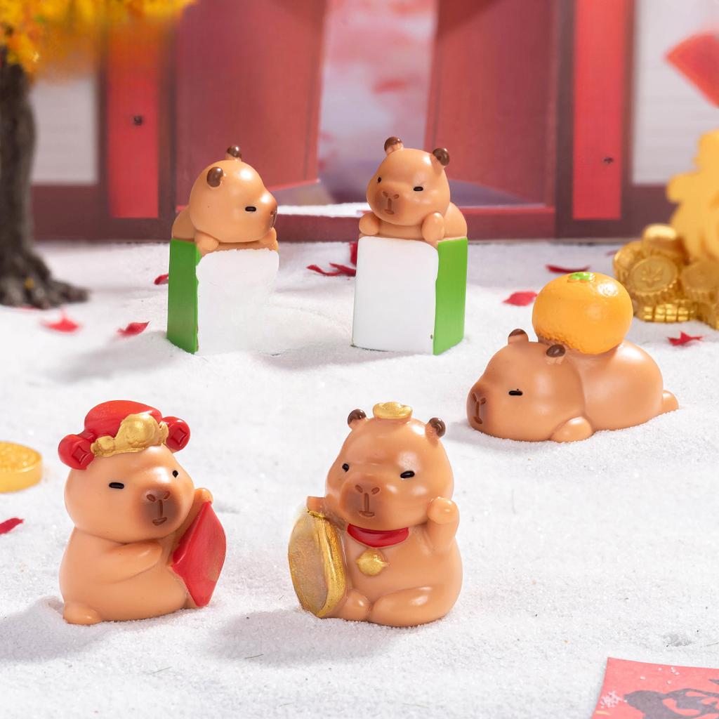 Micro Landscape Cute New Year Fortune Capybara Capibara Figure Decoration Desktop Car Accessories
