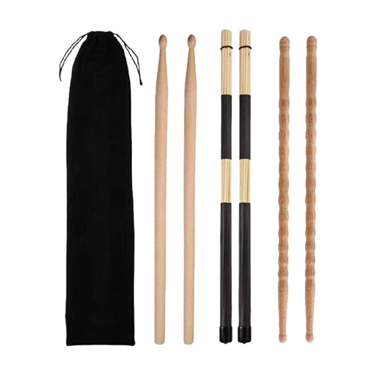 

3 пары современных деревянных палочек для барабанов с кейсом для переноски, превосходным хватом и стабильностью, подходят для барабанщиков любого уровня 1
