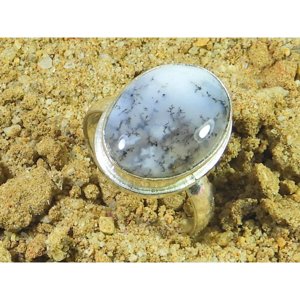 

Natural Dendrite Opal 925 Sterling Silver Oval Handmade Ring Gift US-8.5 MK-73