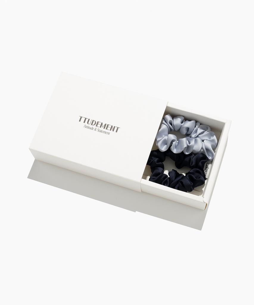 Ttudement Satin Scrunchie Set Navy/L.Blue