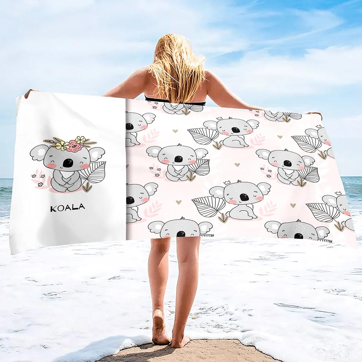 

Cute Koala Print Beach Towel - Super Soft Absorbent Towel for Animal Lovers,Fun and Adorable Design for Everyday Use and Comfort W40*H60(CM)
