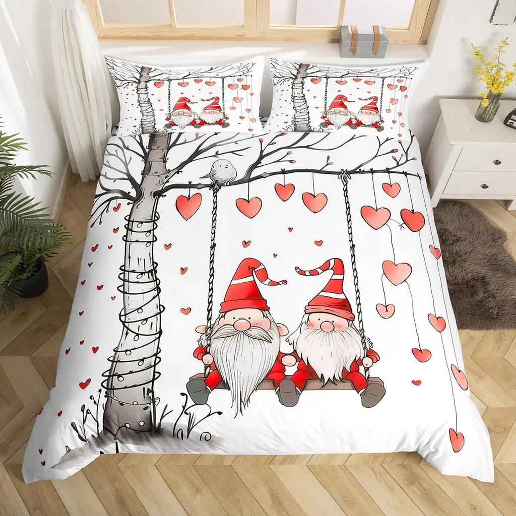 Red Roses Duvet Cover Twin Queen Happy Valentine'S Day Bedding Set Romantic Flowers Comforter Cover Cute Love Heart Quilt Cover