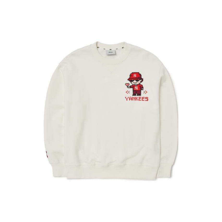 MLB Sweatshirts Men s Ecru Crew Neck Moderate Regular 3AMTP0326-50IVS XS