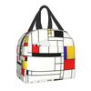Pink Grey Gold Geometric Abstract Pattern Insulated Lunch Bag for Women Geometry Portable Thermal Cooler Food Lunch Box for Work