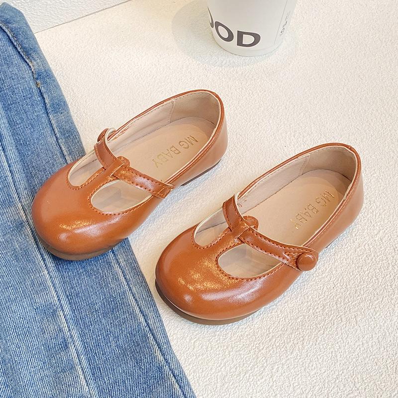 Children Casual Shoes T-tied Girls Leather Shoes Fashion Retro Princess Baby Ballet Dance Shoes Kids Girl School Footwear G06201