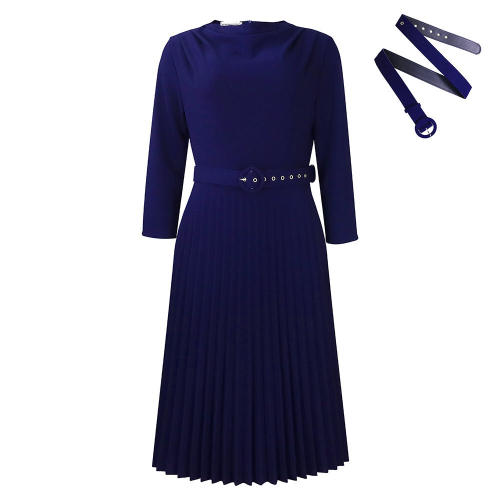 New women's clothing fashion temperament elegant pleated skirt elegant solid color large size dress