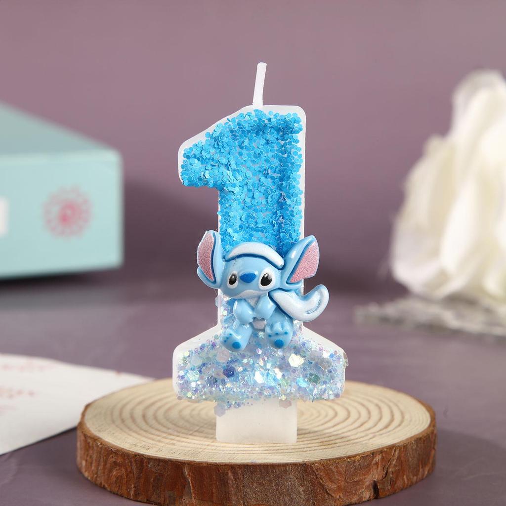 Creative Blue Stitch Birthday Cake Candles for First Birthday Celebration