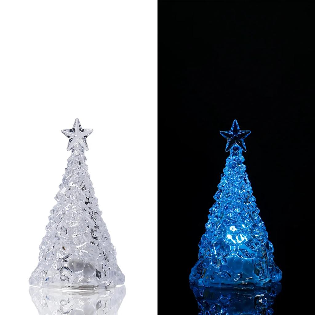 For LED Glowing Christmas Tree Desktop Decorations Xmas Day Party Decor Colorful Festival Ornaments Transparent Crystal Night Li