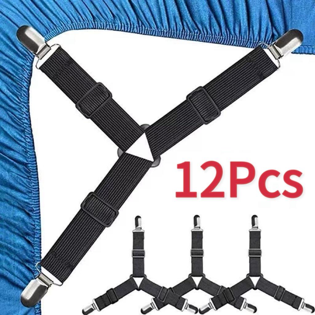 4PCS/Set Elastic Bed Sheet Grippers Adjustable Belt Fastener Clips Mattress Cover Blankets Holder Sofa Fixation Organize Gadgets