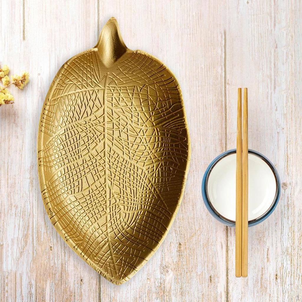Plate Bathroom Cosmetic Tray Bread Wooden Leaf Shape Refreshment Dessert for KTV