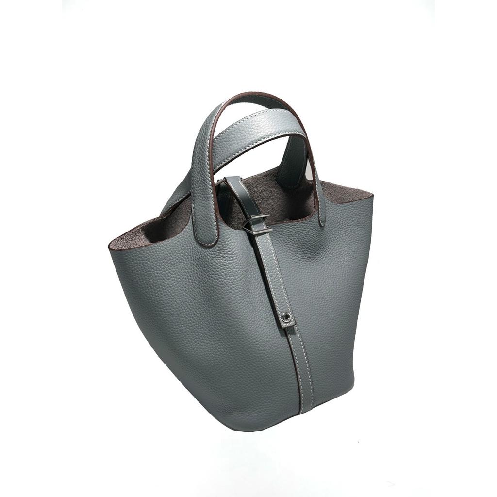 2025 Popular Bag Women's First Layer Cowhide Vegetable Basket Bag Versatile Bucket Bag Genuine Leather Women's Bag High-end Handbag